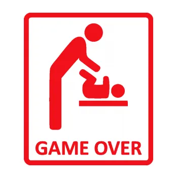 Polep vozidla SAMOLEPKA Game over varianta baby (10 - červená) NA AUTO, NÁLEPKA, FÓLIE, POLEP, TUNING, VLASTNÍ TEXT, TISK, AUTOSAMOLEPKY.cz, POLEPY, OBRÁZEK, LOGO, SAMOLEPKY