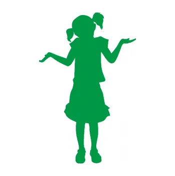 samolepka Děti silueta 001 levá holčička krčí rameny (12 - zelená) SAMOLEPKA NA AUTO, NÁLEPKA, FÓLIE, POLEP, TUNING, VLASTNÍ TEXT, TISK, AUTOSAMOLEPKY.cz, POLEPY, OBRÁZEK, LOGO, 3D STICKERS