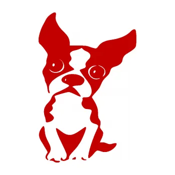 samolepka Pes 135 levá bostonský teriér (18 - tmavě červená) SAMOLEPKA NA AUTO, NÁLEPKA, FÓLIE, POLEP, TUNING, VLASTNÍ TEXT, TISK, AUTOSAMOLEPKY.cz, POLEPY, OBRÁZEK, LOGO, 3D STICKERS