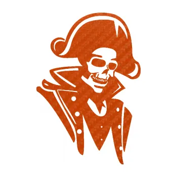 Samolepicí dekorace na vozidlo Kostra pirát pravá (54 - 3D karbon oranžový) SAMOLEPKA NA AUTO, NÁLEPKA, FÓLIE, POLEP, TUNING, VLASTNÍ TEXT, TISK, AUTOSAMOLEPKY.cz, POLEPY, OBRÁZEK, LOGO, 3D STICKERS