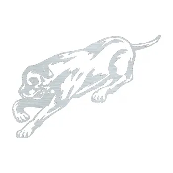 samolepka Pes 049 levá (61 - škrábaný hliník) SAMOLEPKA NA AUTO, NÁLEPKA, FÓLIE, POLEP, TUNING, VLASTNÍ TEXT, TISK, AUTOSAMOLEPKY.cz, POLEPY, OBRÁZEK, LOGO, 3D STICKERS