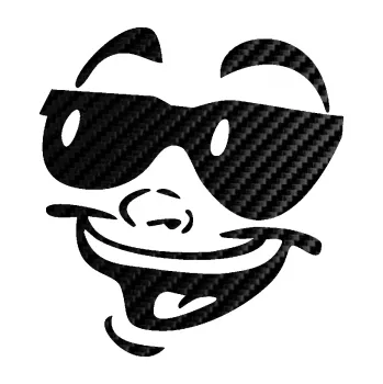 Samolepící dekorace SAMOLEPKA Obličej 005 levá veselý s brýlemi (50 - 3D karbon černý) NA AUTO, NÁLEPKA, FÓLIE, POLEP, TUNING, VLASTNÍ TEXT, TISK, AUTOSAMOLEPKY.cz, POLEPY, OBRÁZEK, LOGO, SAMOLEPKY