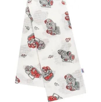 látková plena Bavlněná plena s potiskem New Baby šedá s červenými autíčky