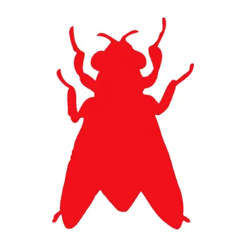 Samolepící dekorace SAMOLEPKA Moucha 001 (10 - červená) NA AUTO, NÁLEPKA, FÓLIE, POLEP, TUNING, VLASTNÍ TEXT, TISK, AUTOSAMOLEPKY.cz, POLEPY, OBRÁZEK, LOGO, SAMOLEPKY