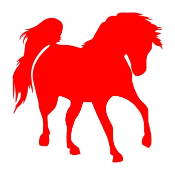 Samolepící dekorace Kůň 032 pravá (74 - Fluorescentní červená) SAMOLEPKA NA AUTO, NÁLEPKA, FÓLIE, POLEP, TUNING, VLASTNÍ TEXT, TISK, AUTOSAMOLEPKY.cz, POLEPY, OBRÁZEK, LOGO, 3D STICKERS