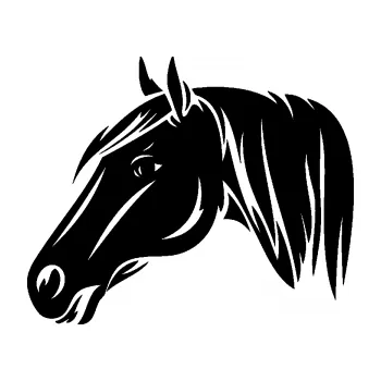 Samolepící dekorace SAMOLEPKA Kůň 065 levá hlava s hřívou (01 - černá) NA AUTO, NÁLEPKA, FÓLIE, POLEP, TUNING, VLASTNÍ TEXT, TISK, AUTOSAMOLEPKY.cz, POLEPY, OBRÁZEK, LOGO, SAMOLEPKY