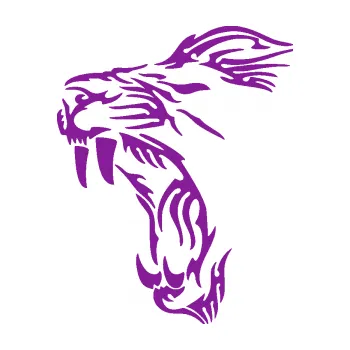 Polep vozidla SAMOLEPKA Puma 001 levá otevřená tlama (14 - fialová) NA AUTO, NÁLEPKA, FÓLIE, POLEP, TUNING, VLASTNÍ TEXT, TISK, AUTOSAMOLEPKY.cz, POLEPY, OBRÁZEK, LOGO, SAMOLEPKY