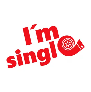 Polep vozidla SAMOLEPKA I´m single 002 nápis turbo (10 - červená) NA AUTO, NÁLEPKA, FÓLIE, POLEP, TUNING, VLASTNÍ TEXT, TISK, AUTOSAMOLEPKY.cz, POLEPY, OBRÁZEK, LOGO, SAMOLEPKY