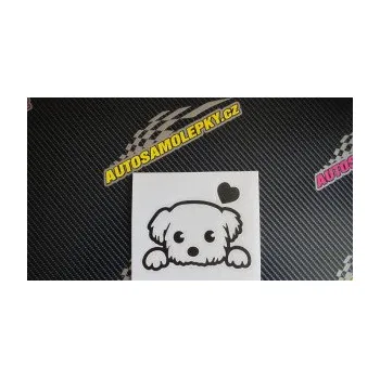 Polep vozidla SAMOLEPKA Pes 057 pravá se srdíčkem (10 - červená) NA AUTO, NÁLEPKA, FÓLIE, POLEP, TUNING, VLASTNÍ TEXT, TISK, AUTOSAMOLEPKY.cz, POLEPY, OBRÁZEK, LOGO, SAMOLEPKY