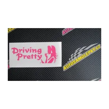 Polep vozidla SAMOLEPKA Driving pretty nápis (10 - červená) NA AUTO, NÁLEPKA, FÓLIE, POLEP, TUNING, VLASTNÍ TEXT, TISK, AUTOSAMOLEPKY.cz, POLEPY, OBRÁZEK, LOGO, SAMOLEPKY