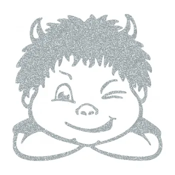 Samolepicí dekorace na vozidlo Dítě v autě 055 levá kluk čertík (91 - Ultra Metalic stříbrná metalíza) SAMOLEPKA NA AUTO, NÁLEPKA, FÓLIE, POLEP, TUNING, VLASTNÍ TEXT, TISK, AUTOSAMOLEPKY.cz, POLEPY, OBRÁZEK, LOGO, 3D STICKERS