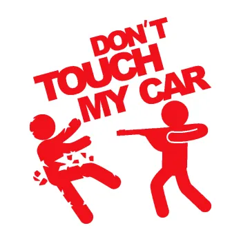 Polep vozidla SAMOLEPKA Dont touch my car 008 (10 - červená) NA AUTO, NÁLEPKA, FÓLIE, POLEP, TUNING, VLASTNÍ TEXT, TISK, AUTOSAMOLEPKY.cz, POLEPY, OBRÁZEK, LOGO, SAMOLEPKY