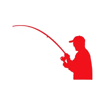 Polep vozidla SAMOLEPKA Rybář 001 levá (10 - červená) NA AUTO, NÁLEPKA, FÓLIE, POLEP, TUNING, VLASTNÍ TEXT, TISK, AUTOSAMOLEPKY.cz, POLEPY, OBRÁZEK, LOGO, SAMOLEPKY