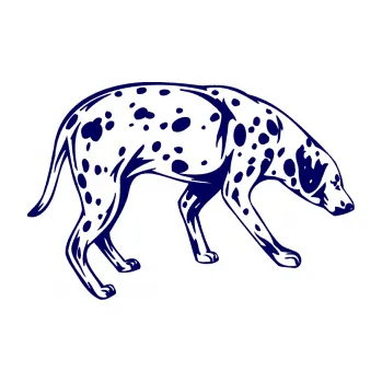 Polep vozidla SAMOLEPKA Pes 001 pravá Dalmatin (23 - tmavě modrá) NA AUTO, NÁLEPKA, FÓLIE, POLEP, TUNING, VLASTNÍ TEXT, TISK, AUTOSAMOLEPKY.cz, POLEPY, OBRÁZEK, LOGO, SAMOLEPKY