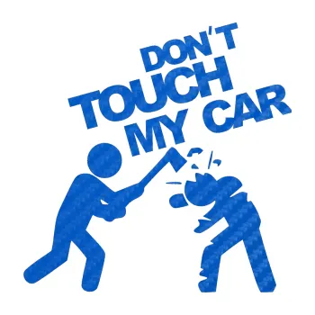 Polep vozidla SAMOLEPKA Dont touch my car 004 (57 - 3D karbon modrý) NA AUTO, NÁLEPKA, FÓLIE, POLEP, TUNING, VLASTNÍ TEXT, TISK, AUTOSAMOLEPKY.cz, POLEPY, OBRÁZEK, LOGO, SAMOLEPKY