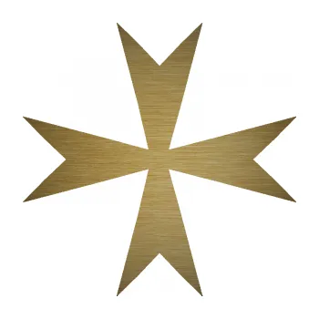 samolepka Maltézský kříž 002 (64 - škrábaný kov zlatý) SAMOLEPKA NA AUTO, NÁLEPKA, FÓLIE, POLEP, TUNING, VLASTNÍ TEXT, TISK, AUTOSAMOLEPKY.cz, POLEPY, OBRÁZEK, LOGO, 3D STICKERS