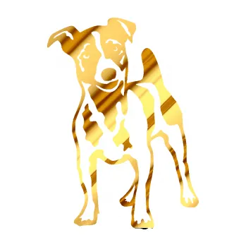 samolepka Pes 144 levá Jack Russel terier (81 - chrom fólie zlatá zrcadlová) SAMOLEPKA NA AUTO, NÁLEPKA, FÓLIE, POLEP, TUNING, VLASTNÍ TEXT, TISK, AUTOSAMOLEPKY.cz, POLEPY, OBRÁZEK, LOGO, 3D STICKERS