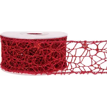 Stuha Stuha Big spider glitter 5 cm x 9,1 m - bordó