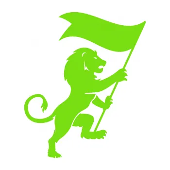 Samolepící dekorace Lev heraldika 005 pravá s praporem (04 - zelená kawasaki) SAMOLEPKA NA AUTO, NÁLEPKA, FÓLIE, POLEP, TUNING, VLASTNÍ TEXT, TISK, AUTOSAMOLEPKY.cz, POLEPY, OBRÁZEK, LOGO, 3D STICKERS