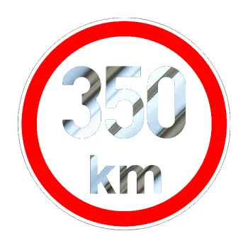 samolepka Maximální rychlost 350km - nejvyšší konstrukční rychlost (80 - chrom fólie stříbrná zrcadlová) SAMOLEPKA NA AUTO, NÁLEPKA, FÓLIE, POLEP, TUNING, VLASTNÍ TEXT, TISK, AUTOSAMOLEPKY.cz, POLEPY, OBRÁZEK, LOGO, 3D STICKERS