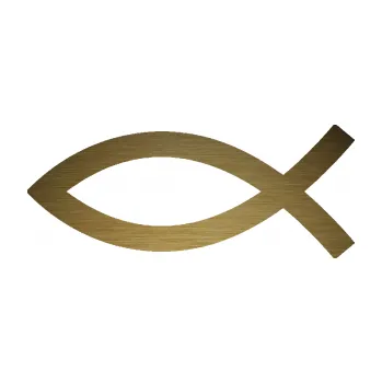 samolepka Jesus rybička 002 křesťanský symbol (64 - škrábaný kov zlatý) SAMOLEPKA NA AUTO, NÁLEPKA, FÓLIE, POLEP, TUNING, VLASTNÍ TEXT, TISK, AUTOSAMOLEPKY.cz, POLEPY, OBRÁZEK, LOGO, 3D STICKERS