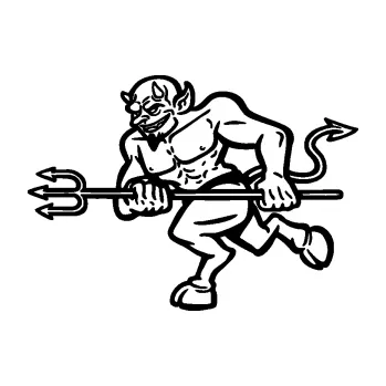 Samolepící dekorace SAMOLEPKA Čert 002 levá s vidlemi (01 - černá) NA AUTO, NÁLEPKA, FÓLIE, POLEP, TUNING, VLASTNÍ TEXT, TISK, AUTOSAMOLEPKY.cz, POLEPY, OBRÁZEK, LOGO, SAMOLEPKY