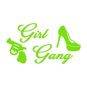 Samolepicí dekorace na vozidlo Girl gang 002 (04 - zelená kawasaki) SAMOLEPKA NA AUTO, NÁLEPKA, FÓLIE, POLEP, TUNING, VLASTNÍ TEXT, TISK, AUTOSAMOLEPKY.cz, POLEPY, OBRÁZEK, LOGO, 3D STICKERS