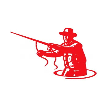 Polep vozidla SAMOLEPKA Rybář 015 levá s udicí (10 - červená) NA AUTO, NÁLEPKA, FÓLIE, POLEP, TUNING, VLASTNÍ TEXT, TISK, AUTOSAMOLEPKY.cz, POLEPY, OBRÁZEK, LOGO, SAMOLEPKY