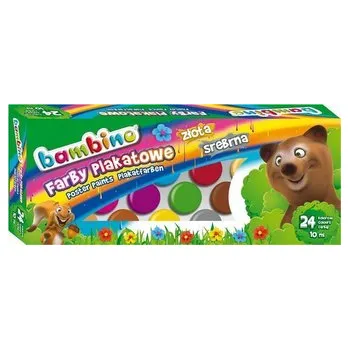 Set školních potřeb Farby plakatowe 24 kolory 10ml BAMBINO
