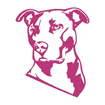 Polep vozidla Pes 054 levá Pitbull (90 - Ultra Metalic růžová) SAMOLEPKA NA AUTO, NÁLEPKA, FÓLIE, POLEP, TUNING, VLASTNÍ TEXT, TISK, AUTOSAMOLEPKY.cz, POLEPY, OBRÁZEK, LOGO, 3D STICKERS