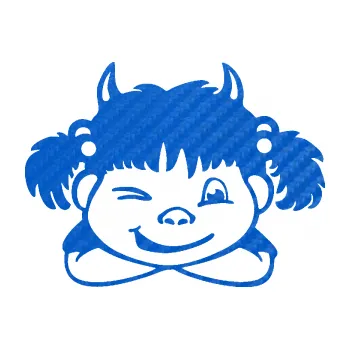 Samolepicí dekorace na vozidlo Dítě v autě 056 pravá holčička čertice (57 - 3D karbon modrý) SAMOLEPKA NA AUTO, NÁLEPKA, FÓLIE, POLEP, TUNING, VLASTNÍ TEXT, TISK, AUTOSAMOLEPKY.cz, POLEPY, OBRÁZEK, LOGO, 3D STICKERS