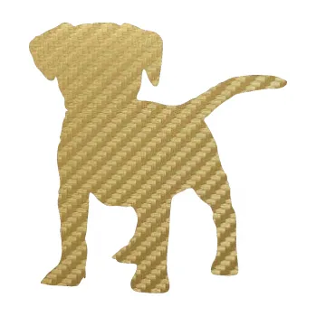 Polep vozidla SAMOLEPKA Pes 056 levá štěně (59 - 3D karbon zlatý) NA AUTO, NÁLEPKA, FÓLIE, POLEP, TUNING, VLASTNÍ TEXT, TISK, AUTOSAMOLEPKY.cz, POLEPY, OBRÁZEK, LOGO, SAMOLEPKY