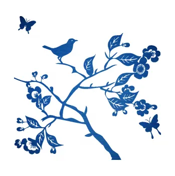 Samolepící dekorace SAMOLEPKA Interiér 005 pravá větvička s ptáčkem a motýlky (65 - škrábaný kov modrý) NA AUTO, NÁLEPKA, FÓLIE, POLEP, TUNING, VLASTNÍ TEXT, TISK, AUTOSAMOLEPKY.cz, POLEPY, OBRÁZEK, LOGO, SAMOLEPKY