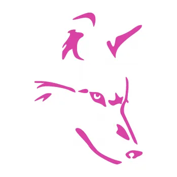 Polep vozidla Pes 159 pravá vlk (16 - růžová) SAMOLEPKA NA AUTO, NÁLEPKA, FÓLIE, POLEP, TUNING, VLASTNÍ TEXT, TISK, AUTOSAMOLEPKY.cz, POLEPY, OBRÁZEK, LOGO, 3D STICKERS