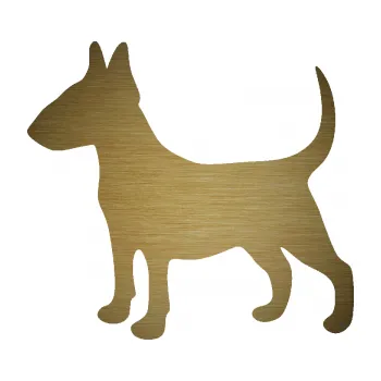 Polep vozidla SAMOLEPKA Pes 110 levá Bulteriér (64 - škrábaný kov zlatý) NA AUTO, NÁLEPKA, FÓLIE, POLEP, TUNING, VLASTNÍ TEXT, TISK, AUTOSAMOLEPKY.cz, POLEPY, OBRÁZEK, LOGO, SAMOLEPKY