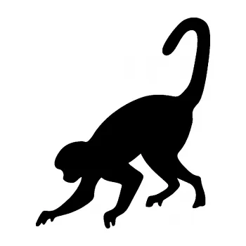 Samolepící dekorace SAMOLEPKA Opice 002 levá (01 - černá) NA AUTO, NÁLEPKA, FÓLIE, POLEP, TUNING, VLASTNÍ TEXT, TISK, AUTOSAMOLEPKY.cz, POLEPY, OBRÁZEK, LOGO, SAMOLEPKY