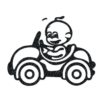 Samolepicí dekorace na vozidlo Dítě v autě 041 levá chlapeček v autíčku (85 - Ultra Metalic černá) SAMOLEPKA NA AUTO, NÁLEPKA, FÓLIE, POLEP, TUNING, VLASTNÍ TEXT, TISK, AUTOSAMOLEPKY.cz, POLEPY, OBRÁZEK, LOGO, 3D STICKERS