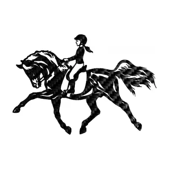 Samolepící dekorace SAMOLEPKA Kůň 060 levá dítě jezdí na koni parkur (50 - 3D karbon černý) NA AUTO, NÁLEPKA, FÓLIE, POLEP, TUNING, VLASTNÍ TEXT, TISK, AUTOSAMOLEPKY.cz, POLEPY, OBRÁZEK, LOGO, SAMOLEPKY