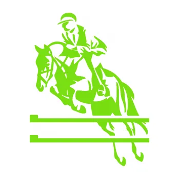 Samolepící dekorace Kůň 083 levá skok přes překážku (04 - zelená kawasaki) SAMOLEPKA NA AUTO, NÁLEPKA, FÓLIE, POLEP, TUNING, VLASTNÍ TEXT, TISK, AUTOSAMOLEPKY.cz, POLEPY, OBRÁZEK, LOGO, 3D STICKERS