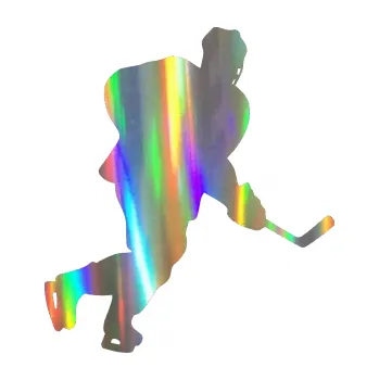 Samolepicí dekorace na vozidlo Hokejista 009 pravá (93 - Holografická) SAMOLEPKA NA AUTO, NÁLEPKA, FÓLIE, POLEP, TUNING, VLASTNÍ TEXT, TISK, AUTOSAMOLEPKY.cz, POLEPY, OBRÁZEK, LOGO, 3D STICKERS