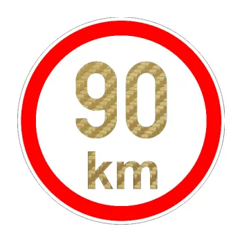 samolepka Maximální rychlost 90km - nejvyšší konstrukční rychlost (59 - 3D karbon zlatý) SAMOLEPKA NA AUTO, NÁLEPKA, FÓLIE, POLEP, TUNING, VLASTNÍ TEXT, TISK, AUTOSAMOLEPKY.cz, POLEPY, OBRÁZEK, LOGO, 3D STICKERS