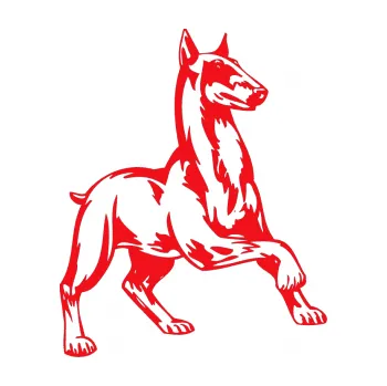 Polep vozidla SAMOLEPKA Pes 027 pravá (10 - červená) NA AUTO, NÁLEPKA, FÓLIE, POLEP, TUNING, VLASTNÍ TEXT, TISK, AUTOSAMOLEPKY.cz, POLEPY, OBRÁZEK, LOGO, SAMOLEPKY