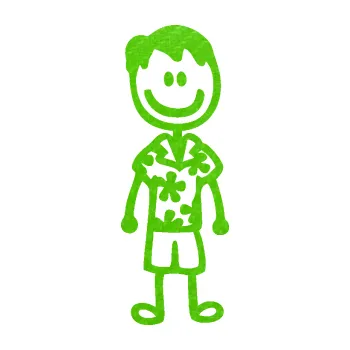 samolepka Cartoon family táta Hawaii (58 - 3D karbon zelený kawasaki) SAMOLEPKA NA AUTO, NÁLEPKA, FÓLIE, POLEP, TUNING, VLASTNÍ TEXT, TISK, AUTOSAMOLEPKY.cz, POLEPY, OBRÁZEK, LOGO, 3D STICKERS