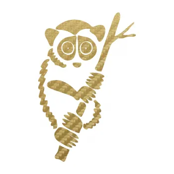 Samolepící dekorace Opice 004 pravá lemur na stromě (59 - 3D karbon zlatý) SAMOLEPKA NA AUTO, NÁLEPKA, FÓLIE, POLEP, TUNING, VLASTNÍ TEXT, TISK, AUTOSAMOLEPKY.cz, POLEPY, OBRÁZEK, LOGO, 3D STICKERS