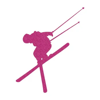 Samolepicí dekorace na vozidlo Lyžař 013 levá (90 - Ultra Metalic růžová) SAMOLEPKA NA AUTO, NÁLEPKA, FÓLIE, POLEP, TUNING, VLASTNÍ TEXT, TISK, AUTOSAMOLEPKY.cz, POLEPY, OBRÁZEK, LOGO, 3D STICKERS