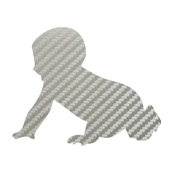 samolepka Dítě v autě 025 levá miminko silueta (52 - 3D karbon stříbrný) SAMOLEPKA NA AUTO, NÁLEPKA, FÓLIE, POLEP, TUNING, VLASTNÍ TEXT, TISK, AUTOSAMOLEPKY.cz, POLEPY, OBRÁZEK, LOGO, 3D STICKERS