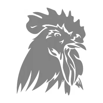 Samolepící dekorace SAMOLEPKA Kohout 001 pravá (17 - šedá) NA AUTO, NÁLEPKA, FÓLIE, POLEP, TUNING, VLASTNÍ TEXT, TISK, AUTOSAMOLEPKY.cz, POLEPY, OBRÁZEK, LOGO, SAMOLEPKY