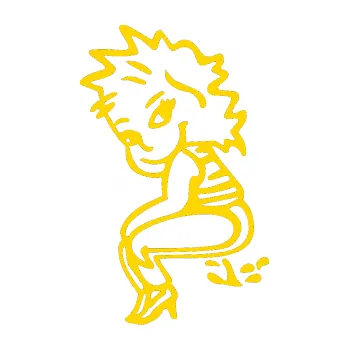 Samolepicí dekorace na vozidlo Bad girl čůrá levá (13 - jasně žlutá) SAMOLEPKA NA AUTO, NÁLEPKA, FÓLIE, POLEP, TUNING, VLASTNÍ TEXT, TISK, AUTOSAMOLEPKY.cz, POLEPY, OBRÁZEK, LOGO, 3D STICKERS