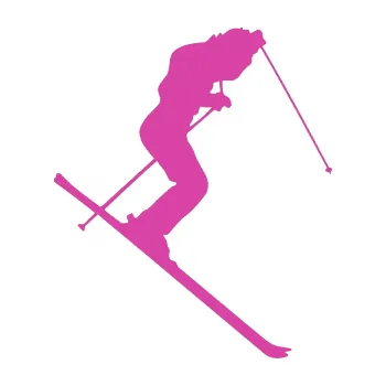 Samolepicí dekorace na vozidlo Lyžař 010 pravá (16 - růžová) SAMOLEPKA NA AUTO, NÁLEPKA, FÓLIE, POLEP, TUNING, VLASTNÍ TEXT, TISK, AUTOSAMOLEPKY.cz, POLEPY, OBRÁZEK, LOGO, 3D STICKERS
