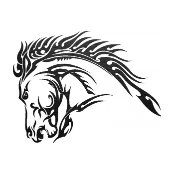 Samolepící dekorace SAMOLEPKA Kůň 042 levá (63 - škrábaný kov černý) NA AUTO, NÁLEPKA, FÓLIE, POLEP, TUNING, VLASTNÍ TEXT, TISK, AUTOSAMOLEPKY.cz, POLEPY, OBRÁZEK, LOGO, SAMOLEPKY